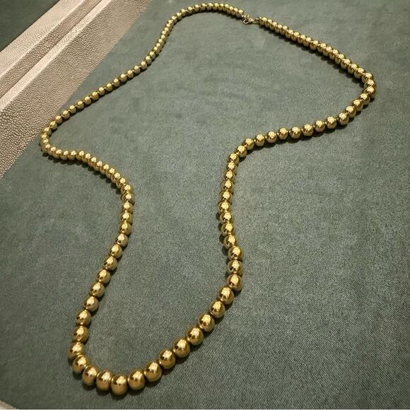 VINTAGE MONET GOLD-TONE BEADED NECKLACE – CLASSIC BOLD STATEMENT PIECE - Picture 11 of 17